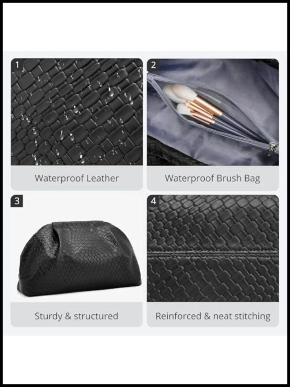 3 Piece Vegan Leather Travel Makeup Bag Set Waterproof Large Capacity Cosmetic